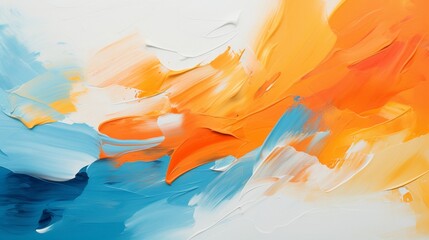 Wall Mural - Orange and blue paint brush strokes creating a vibrant abstract background