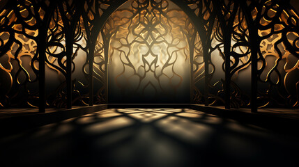 Ramadan Kareem. Islamic greeting card wallpaper design. Poster, media banner.