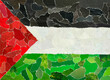 Palestine flag of a broken country of a country in war conflict with Israel