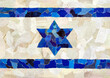 Israel country flag , torn paper art work of a broken land