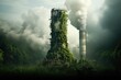 ,A factory's smoking stack raises awareness about the environmental impact of industrial activities, urging a shift towards cleaner alternatives