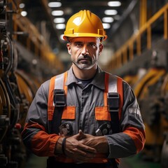 Wall Mural - portrait of a worker in a helmet