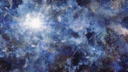 Wall Mural - the sun behind a cloudy space nebula