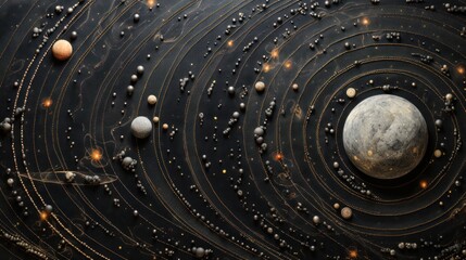 Wall Mural - a picture of the solar system with all the planets in it's orbit, as well as the sun, moon, and eart
