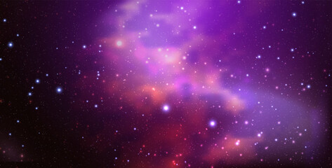 Wall Mural - Space vector background with realistic nebula and shining stars. Magic colorful galaxy with stardust