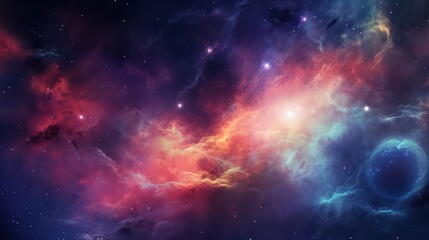 Wall Mural - Beautiful Nebula in the night sky wallpaper background. Colorful cosmic space nebula