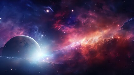 Wall Mural - Beautiful Nebula in the night sky wallpaper background. Colorful cosmic space nebula