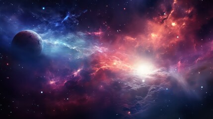 Wall Mural - Beautiful Nebula in the night sky wallpaper background. Colorful cosmic space nebula