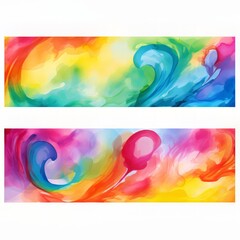 A watercolor banner with a stylized LGBTQ design.