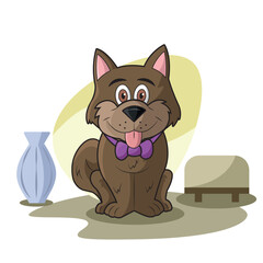 Canvas Print - Isolated happy cute dog character Vector