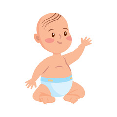 Canvas Print - baby boy in diaper illustration