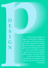 Canvas Print - poster with letter concept. p silhouette at green background. abstract creativity and art. typograph