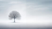 A Lone Tree In Fog.