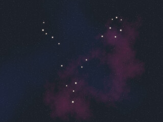 Wall Mural - pices constellation stars in outer space. 3d rendered illustration elements of this image were furni