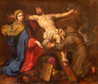 VICENZA, ITALY - NOVEMBER 5, 2023: The painting  of Virgin Mary and St. Anthony of Padua with the Jesus  on the cross in the Cathedral by unknown baroque artist.
