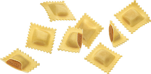 Wall Mural - Ravioli pasta isolated on white background