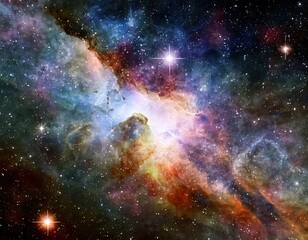 Wall Mural - gorgeous space and twinkling stars background image with nebula gas cloud