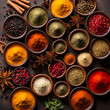 various herbs and spices