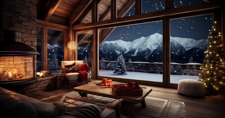 Wall Mural - Cozy Christmas Cabin