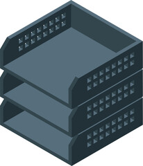 Poster - Steel paper tray icon isometric vector. Letter inbox stack Empty basket box