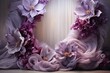 Maternity backdrop, wedding backdrop, photography background, maternity props, Light hoop weaved purple flowers, elegant wall background, flowing white satin drape, backdrop, giant flowers