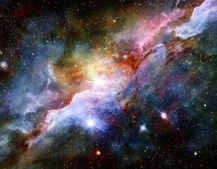 Wall Mural - gorgeous space and twinkling stars background image with nebula gas cloud