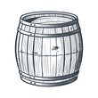 Wooden barrel vintage woodcut style drawing vector illustration