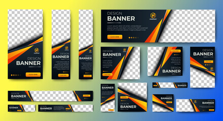 Poster - set of business web banners template design with image space. vector