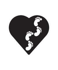 Canvas Print - heart with footprint icon, vector best flat icon.