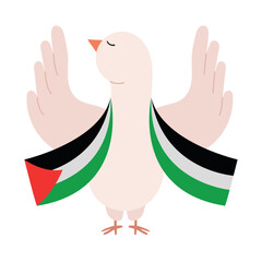 Poster - palestine peace dove flag illustration