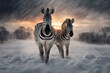 zebras in the snow