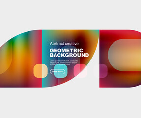 Round triangle and round square composition geometric background