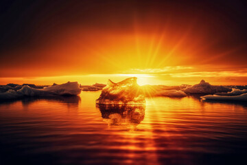 Sticker - Jokulsarlon lagoon and icebergs, Iceland