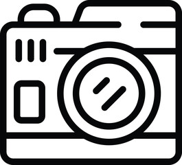 Poster - Professional photo camera icon outline vector. Capture images device. Paparazzi shooting camera