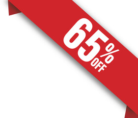 65% Off Corner Ribbon: Exclusive Discount Banner - Vector Template