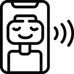 Poster - Mobile wireless chatbot icon outline vector. Smart phone center. Automation digital help assistant