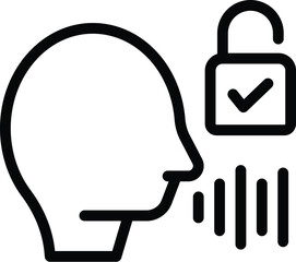 Poster - Human voice command for smart assistant icon outline vector. Artificial intelligence vocal system. Smart speaker device