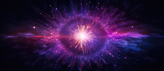 Wall Mural - Abstract nebula cosmic explosion on dark purple background