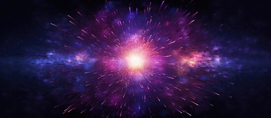 Wall Mural - Abstract nebula cosmic explosion on dark purple background