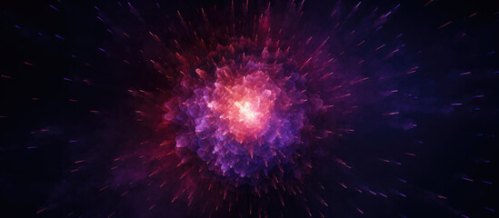 Wall Mural - Abstract nebula cosmic explosion on dark purple background