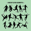 Soccer players silhouette set vector illustration