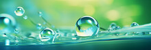 Close-up Image Of Water Drops, Nature, Greenery, Leaves, Background Banner
