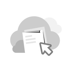 Poster - upload document file or data to cloud, click button concept illustration flat design vector. modern graphic element for empty state ui, infographic, icon