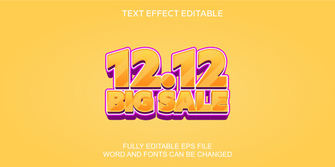 Wall Mural - 3d text effect 12.12 big sale poster banner vector
