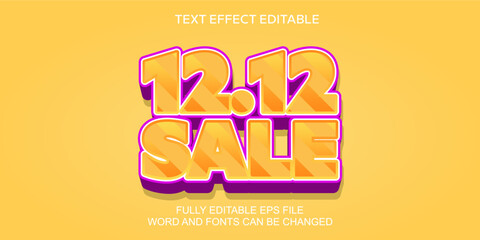 Wall Mural - 3d text effect 12.12 sale poster banner vector