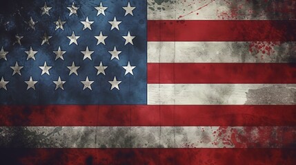 Wall Mural - Grunge United States flag illustration background, 16:9