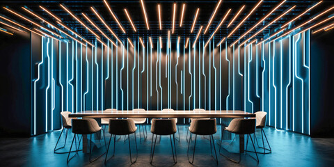 Wall Mural - Futuristic modern office. Business corporation room