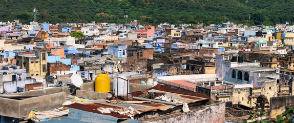 panoramic view of historic bundi cityscape