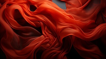 Wall Mural - A vibrant canvas of fiery passion and soft elegance, this abstract piece enthralls with its bold strokes of peach and intricate folds of red fabric