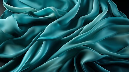 Wall Mural - Vibrant teal hues dance across an abstract canvas of fabric, evoking a sense of fluid creativity and wild emotion